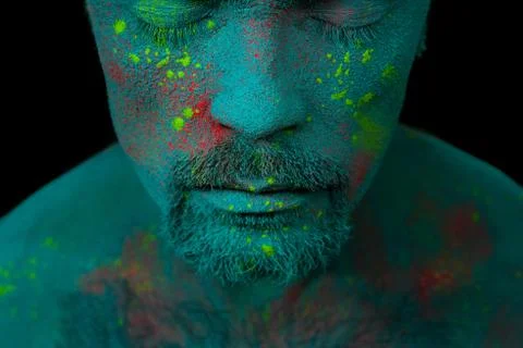 Holi panted face Stock Photos