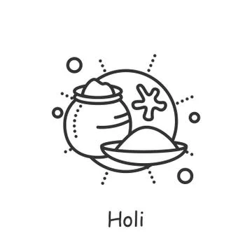 Holi powder line icon.Editable vector illustration Stock Illustration