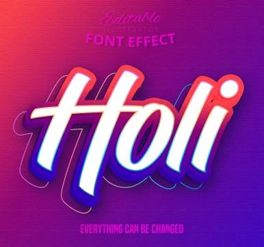 Holi text, editable font effect Stock Illustration