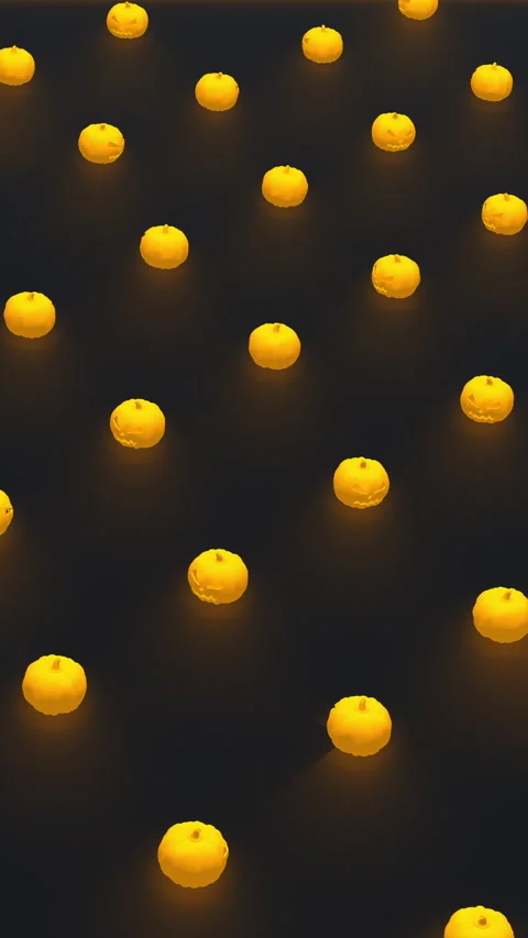 Holiday 3d render of pumpkin shapes in isometric view Vídeo Stock 330074376