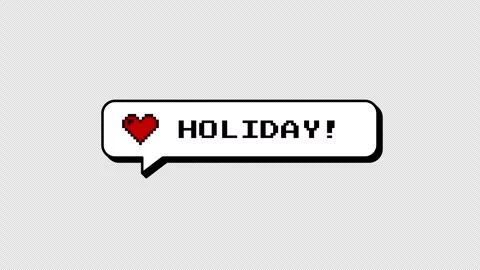 HOLIDAY! 8-bits pixel art comment balloon on transparent alpha. Stock Footage 316774245