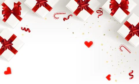 Holiday accessories on a table. 3d vector banner with copy space Stock Illustration