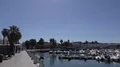 Holiday airplane above harbor of city Faro at Algarve, Portugal 4k or 4k+ Resolution