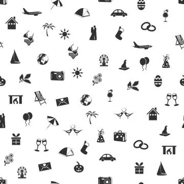Holiday and events seamless pattern Stock Illustration