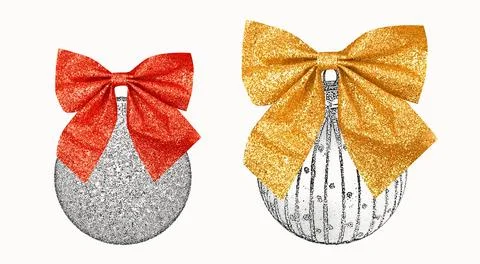 Holiday and Winter-themed Elements. Stippling Christmas Vector Set Illustrazione stock