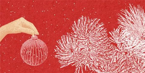 Holiday and Winter-themed Elements. Stippling Christmas Vector Set Stock Illustration
