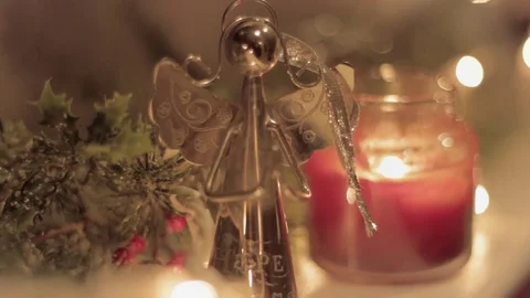 Holiday Angel with Candle Stock Footage