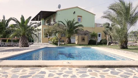 Holiday apartment with nice pool in the foreground Stock Footage 101871022