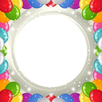 Holiday background with balloons frame Stock Illustration