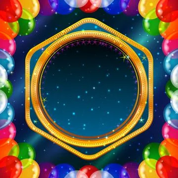 Holiday background with balloons frame Stock Illustration