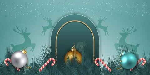 Holiday background design template with copy space and ornaments Stock Illustration