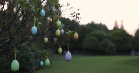 Holiday background for Easter Egg Hunt In Garden or park. Slow motion Stock Footage 229715504