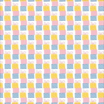Holiday background with gift boxes. Seamless festive pattern. Illustrazione stock