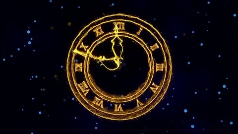 Holiday background with golden clock and wishing of merry christmas Stock Footage 144595614