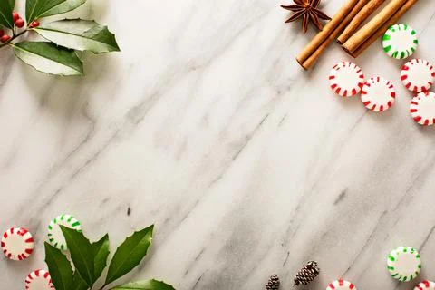 Holiday background with peppermint candy Stock Photos