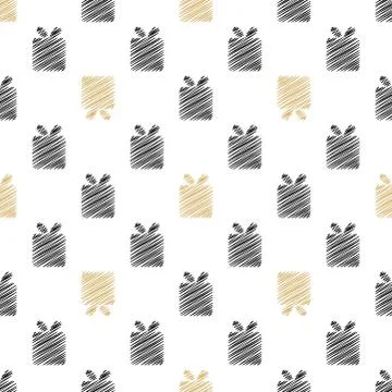 Holiday background, seamless pattern with present. Vector illustration. Illustrazione stock