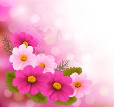 Holiday background with three pink flowers.vector illustration Stock Illustration