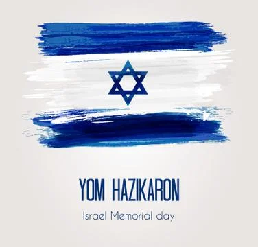 Holiday background with watercolor imitation flag of Israel. Israel Memorial  Stock Illustration