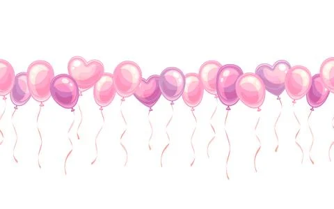 Holiday balloon seamless pattern banner card flat Stock Illustration