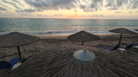 Holiday beach at sunset. Stock Footage 279077219