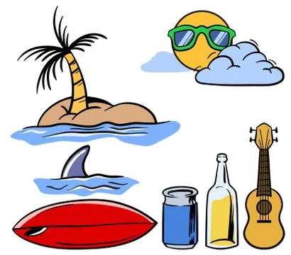 Holiday Beach Theme Stuff Set Stock Illustration