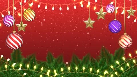 A holiday border design on a sparkling red background. Illustrazione stock