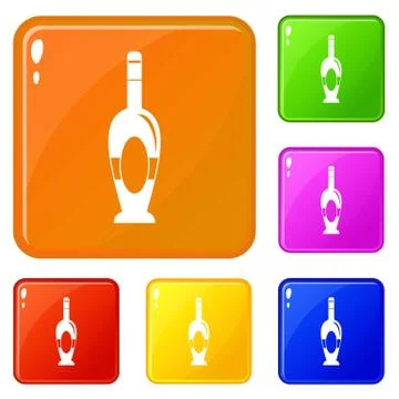 Holiday bottle icons set vector color Stock Illustration