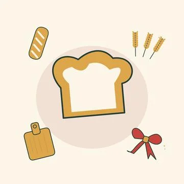 Holiday bread and wheat kitchen still life. Decorative flat vector compositio Stock Illustration