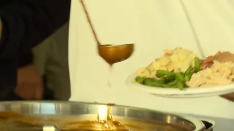 Holiday Buffet Dinner with Gravy Video stock 92867840