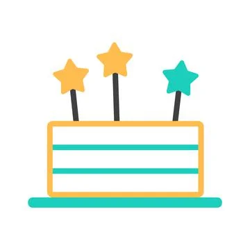 Holiday cake with candy flat line icon. Stock Illustration
