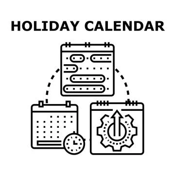 Holiday calendar planning managing scheduling work events Stock Illustration