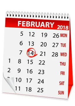 Holiday calendar for Valentine's Day 2018 Stock Illustration