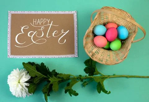 Holiday card, Easter banner with text - Happy Easter Foto stock