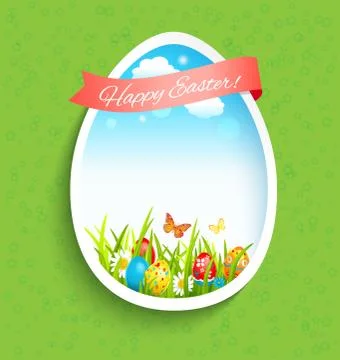 Holiday card with shape of egg Stock Illustration