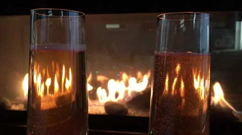 Holiday Champagne Fire Stock Footage 69149859