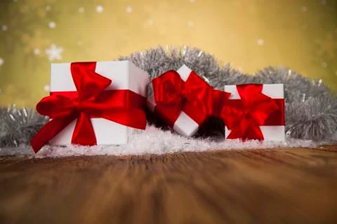 Holiday Christmas background with stack of presents 무료 스톡 사진