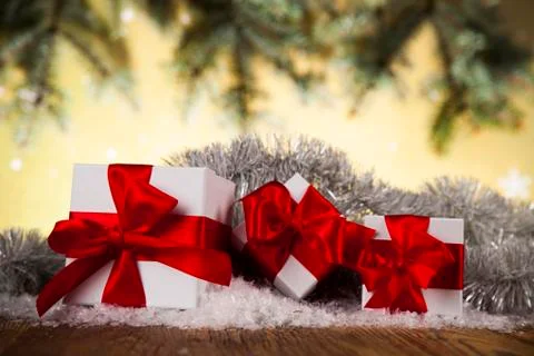 Holiday Christmas background with stack of presents 무료 스톡 사진