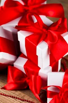 Holiday Christmas background with stack of presents Free Stock Photos