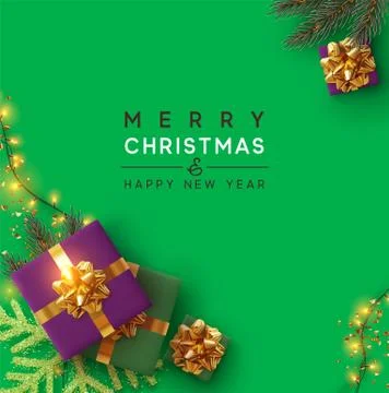 Holiday Christmas background. Xmas design with realistic festive objects, spa Stock Illustration