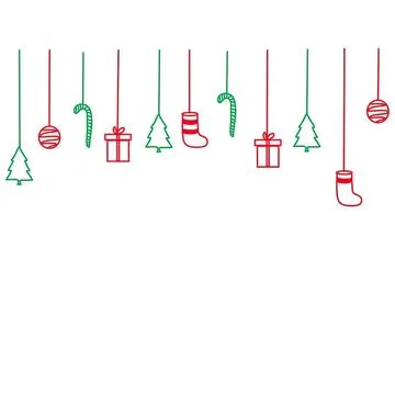 Holiday christmas decorations hanging from strings 스톡 일러스트