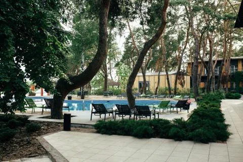 Holiday complex in the forest Stock Photos