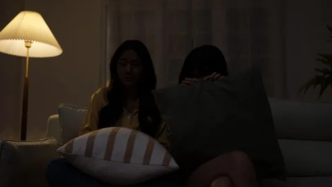 Holiday concept of 4k Resolution. Asian women watching movies together at h.. Video stock 266737331