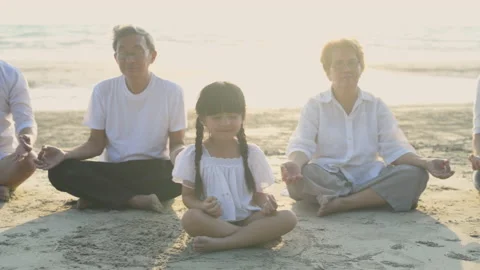 Holiday concept of 4k Resolution. Everyone in the family is doing yoga by t.. Stock Footage 231427353