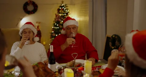 Holiday concept of 4k Resolution. Russian family eating together on Christm.. Stock Footage 256888865