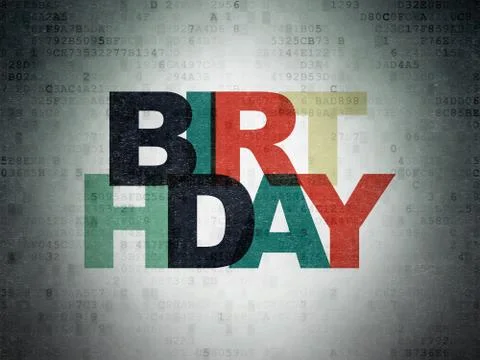Holiday concept: Birthday on Digital Data Paper background イラスト素材