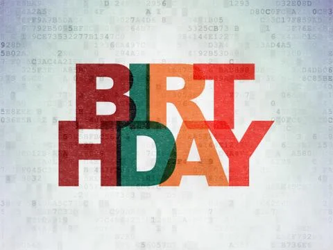 Holiday concept: Birthday on Digital Data Paper background Stock Illustration