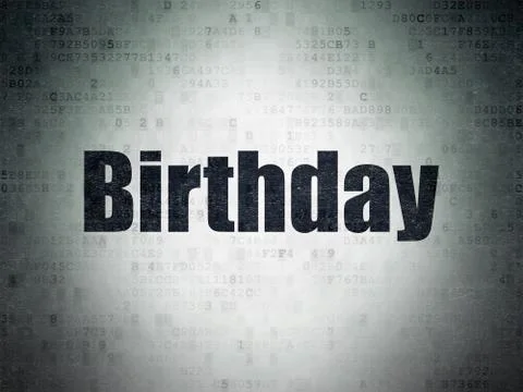 Holiday concept: Birthday on Digital Data Paper background イラスト素材