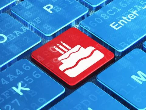 Holiday concept: Cake on computer keyboard background イラスト素材