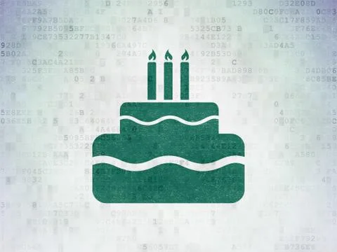 Holiday concept: Cake on Digital Data Paper background 스톡 일러스트