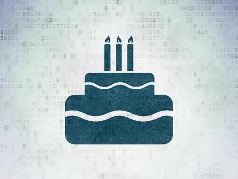 Holiday concept: Cake on Digital Data Paper background イラスト素材